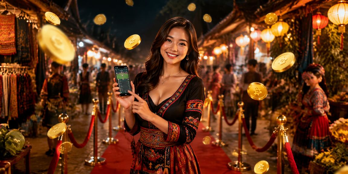Người chơi sử dụng casino di động tại chợ đêm Sapa